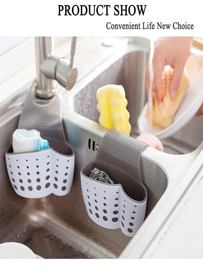 cutefly Sink Caddy Sponge Holder for Faucet - Flexible Silicone Plastic Saddle Organizer with Drain Holes, Double White - Image 3